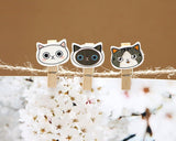 10 Pieces Cartoon Cat Photo Clip with String