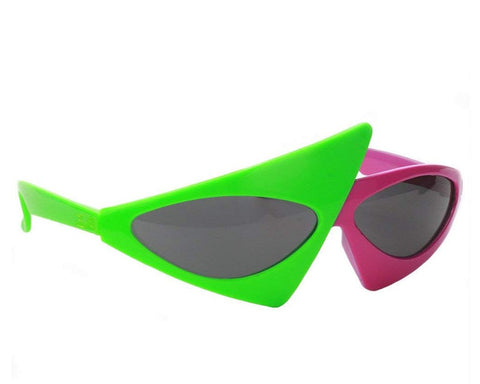 80s Glasses Pink and Green Party Sunglasses