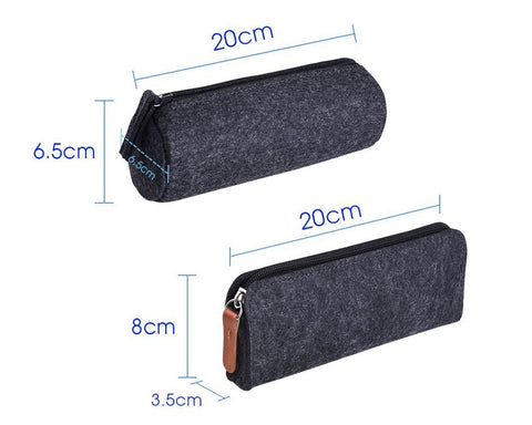 Felt Pencil Case Stationery Pouch Set of 2 - Dark Grey