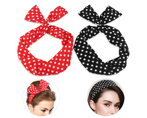 Cute Bow Headband 2 Pieces Dots Headband