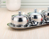 Stainless Steel Sugar Bowl with Clear Lid and Spoon