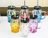 350 ml Skull Glass Cup with Lid and Straw