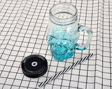 350 ml Skull Glass Cup with Lid and Straw