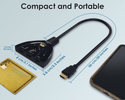 HDMI Switch HDMI Splitter 3 in 1 out HDMI Adapter for TV Supports Full HD 4K 1080P 3D