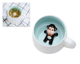 Cute Animal Ceramic Coffee Cup with Lid and Spoon