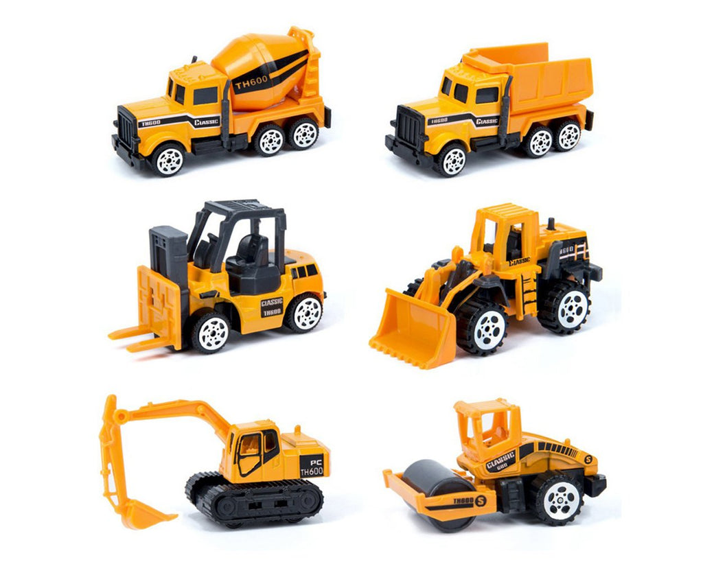 Toy Construction Vehicles Set of 6 Alloy Pull Back Vehicles