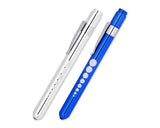 Nurse Penlight with Pupil Gauge Set of 2 - Blue and Silver