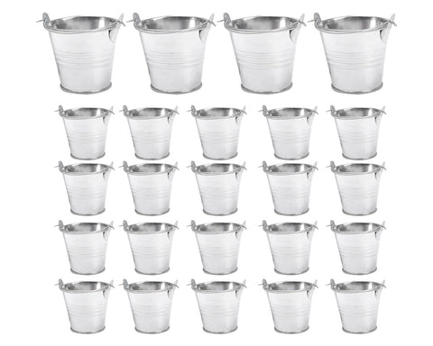 Galvanized Metal Buckets 24 Pieces 2.2 Inches Mini Buckets with Handles