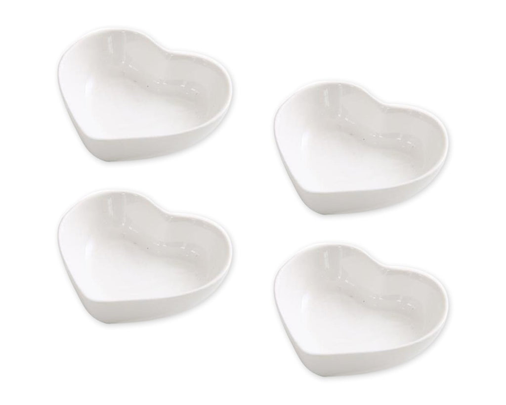 Dipping Bowls 4 Pieces Heart Shaped Ceramic Sauce Dishes - White