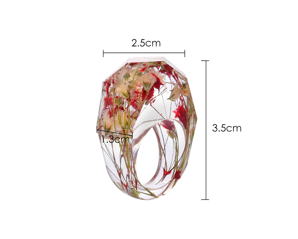 Rings for Kids Dried Flowers Resin Ring with Gift Box