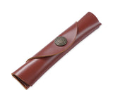 Leather Pen Pouch Retro Single Pen Case with Button