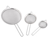 Fine Mesh Strainer 3 Pieces Stainless Steel Kitchen Sieve with Handle