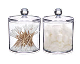 Plastic Cotton Ball and Swab Holder with Lid 2 Pieces Apothecary Jars