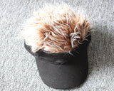 Novelty Visor cap Adjustable Visor Hat with Spiked Wigs - Black and Brown