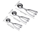 Cookie Scoop Set of 3 Stainless Steel Ice Cream Scoop with Trigger