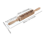 Embossed Rolling Pin 13.7 Inches Christmas Wooden Rolling Pin