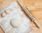Embossed Rolling Pin 13.7 Inches Christmas Wooden Rolling Pin