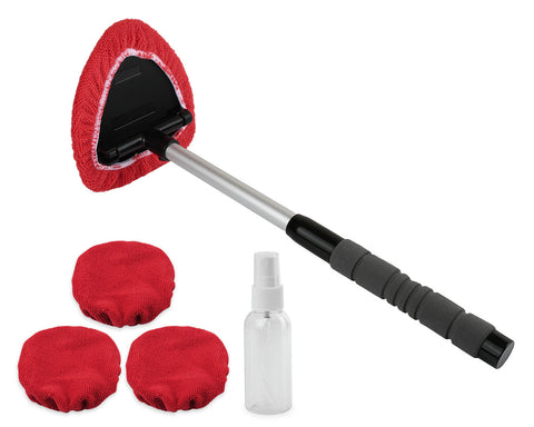 Car Windshield Window Cleaner Tool with Extendable Handle and 4 Cleaning Covers