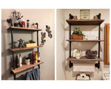 Bathroom Shelves 3 Tier Wall Mounted Book Storage Rack with Floating Pipe