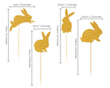 Cake Toppers 50 Pieces Easter Bunny Cupcake Picks - Gold