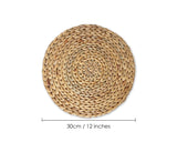 Woven Placemats 2 Pieces Natural Water Hyacinth Round Shaped Placemat