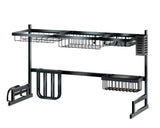 Dish Dying Rack 33.5 Inch Over Sink Storage Counter Organizer - Black