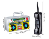 80s Party Decorations 2 Pieces Inflatable Radio Boombox and Mobile Phone