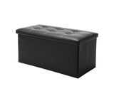 Folding Storage Ottoman Bench 30 Inches Faux Leather Storage Bench