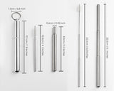 Stainless Steel Straw 2 Pieces Telescopic Straw with Case and Cleaning Brush