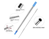 Stainless Steel Straw 2 Pieces Telescopic Straw with Case and Cleaning Brush