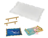 Epoxy Resin Casting Tray Mold with 2 Gold Handles for Faux Agate Tray