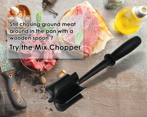 Meat Chopper for Ground Beef Potato Masher Meat Spatula Utensil - Black
