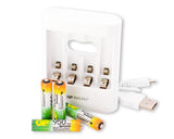 GP NiMH 950 mAh AAA Rechargeable Batteries with Free USB Charger