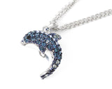 Dolphin Bling Swarovski Crystal Necklace - Blue
