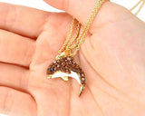 Dolphin Bling Swarovski Crystal Necklace - Brown