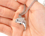 Dolphin Bling Swarovski Crystal Necklace - Silver