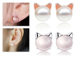 Sterling Silver Cat Earrings Studs Crystal Stud Earrings