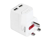 Universal Travel Adapter Wall Charger with Dual USB Port - White