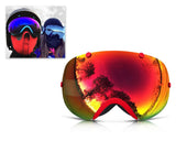 Bold Series Ski Goggles with Detachable Lens and Strap - Red