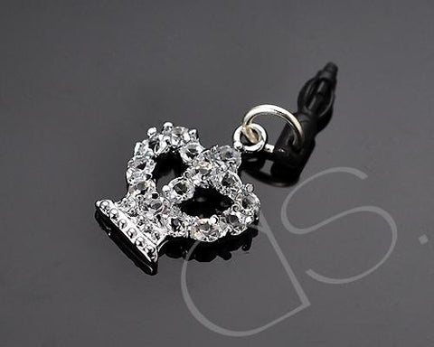 Crystal Headphone Jack Plug - Crown Silver