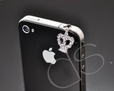 Crystal Headphone Jack Plug - Crown Silver