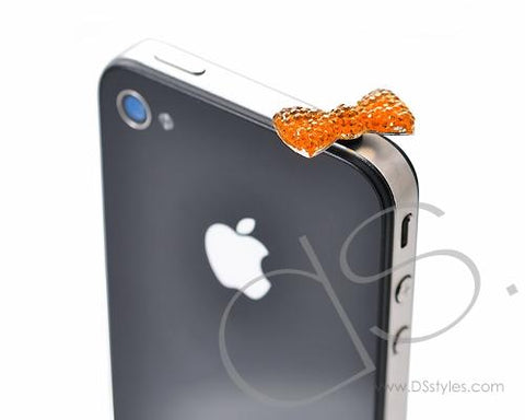 Crystal Bow Headphone Jack Plug - Orange