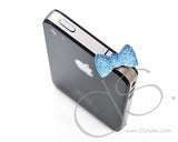 Crystal Bow Headphone Jack Plug - Blue
