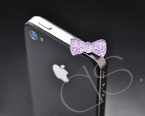 Bow Crystal Headphone Jack Plug - Purple