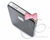 Bow Crystal Headphone Jack Plug - Pink