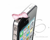 Bow Crystal Headphone Jack Plug - Pink