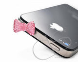 Bow Crystal Headphone Jack Plug - Pink