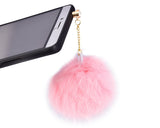 Pink Fur Ball Headphone Jack Plug