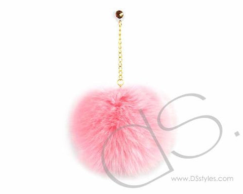 Pink Fur Ball Headphone Jack Plug