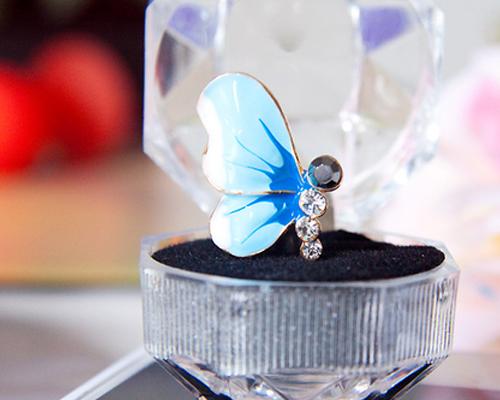 Butterfly Bling Crystal Headphone Jack Plug - Blue